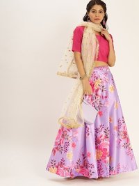 Zari Satin Silk Floral Printed Lehenga Choli