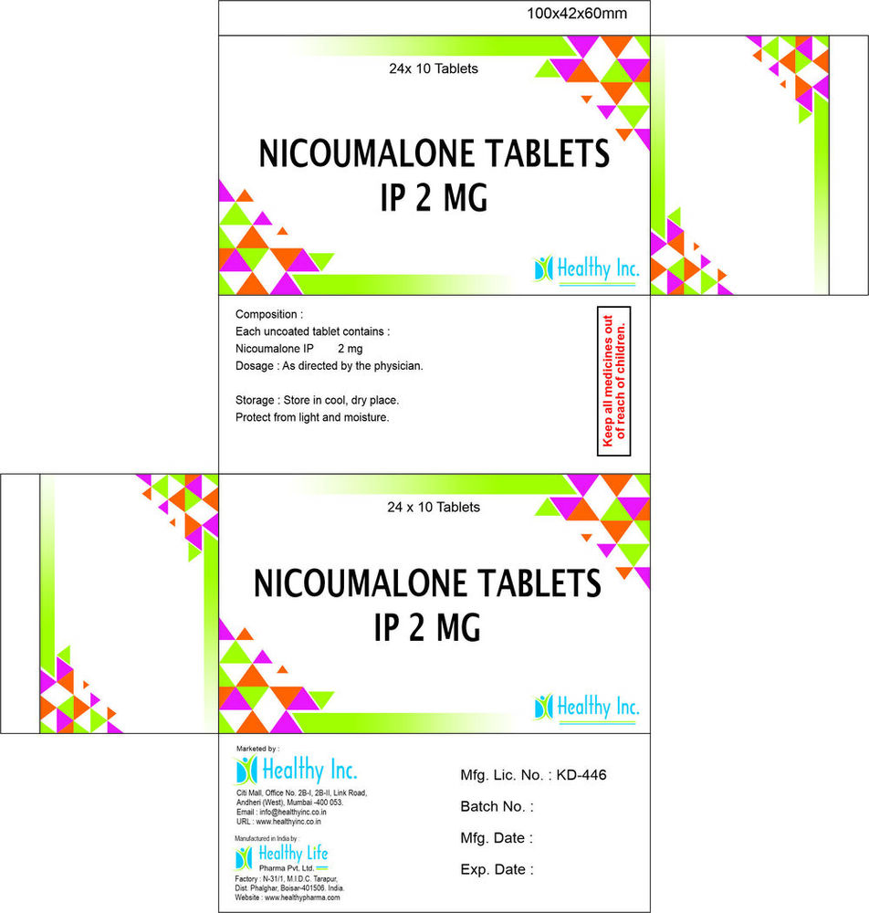 Nicoumalone Tablets - 2 mg & 4 mg | Anticoagulant Blood Thinner for Effective Blood Flow Maintenance, 10 Tablets per Box, Store Below 30 Degrees