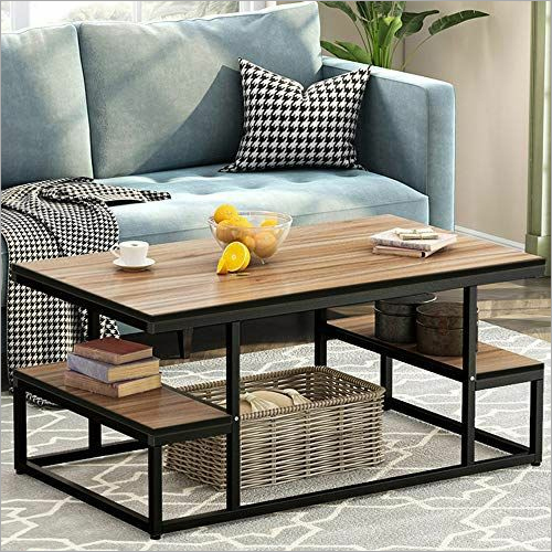 Iron and Wooden Center Coffee Table
