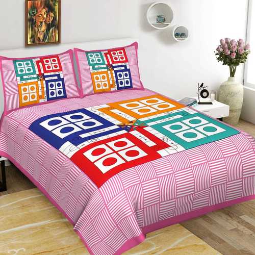 Jaipuri Printed Cotton Double Bedsheets with 2 Pillow Cover
