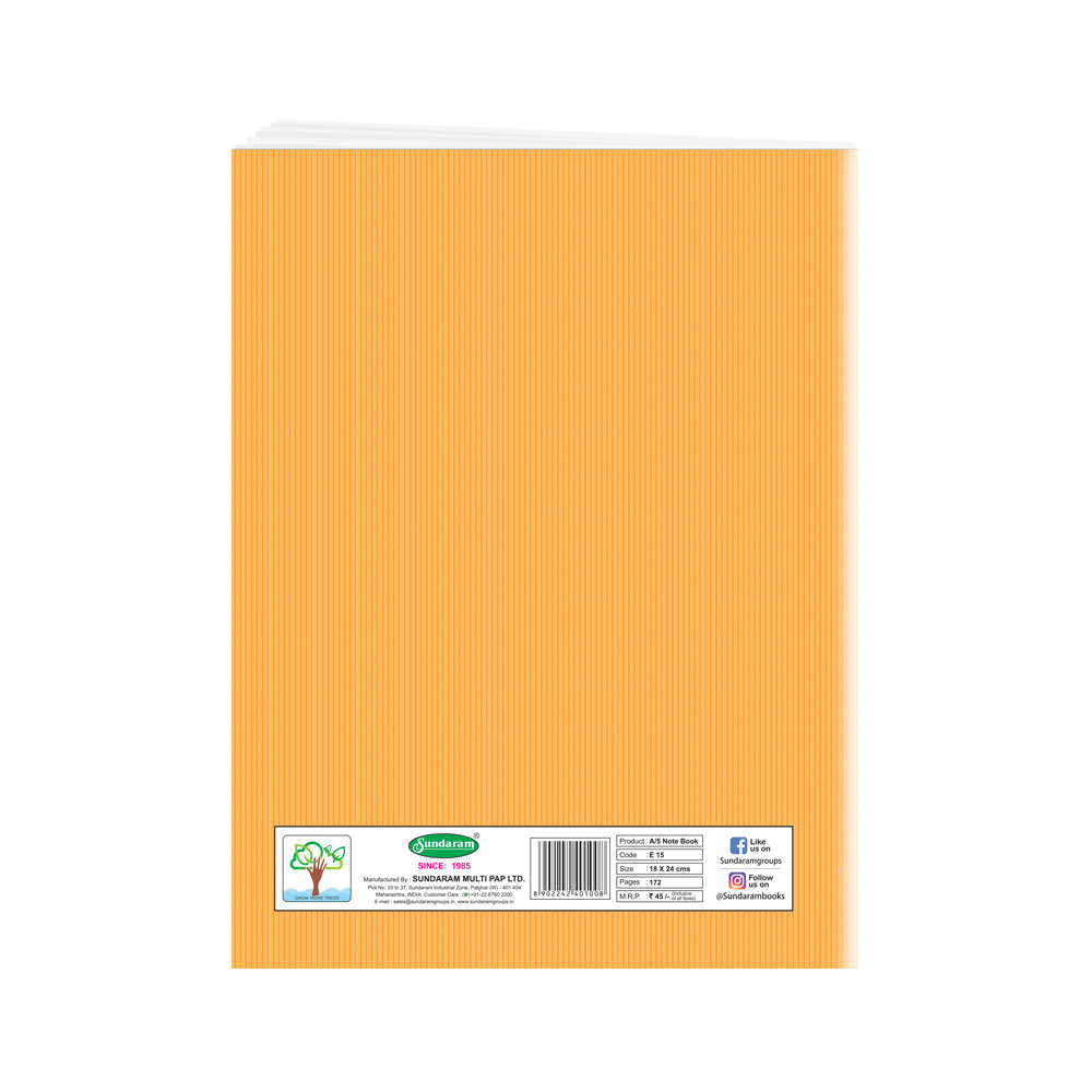 Sundaram Winner King Note Book (One Line) - 172 Pages (E-15) Wholesale Pack - 168 Units
