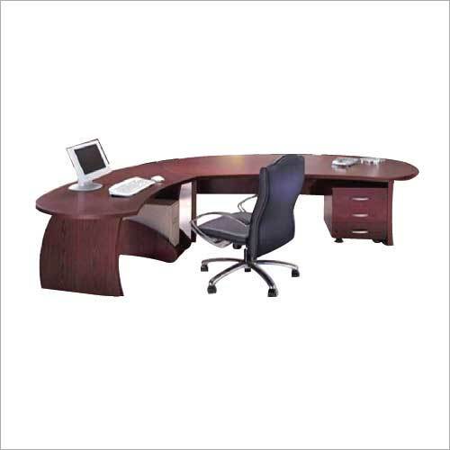 Brown Wooden L-Shaped Corporate Desk