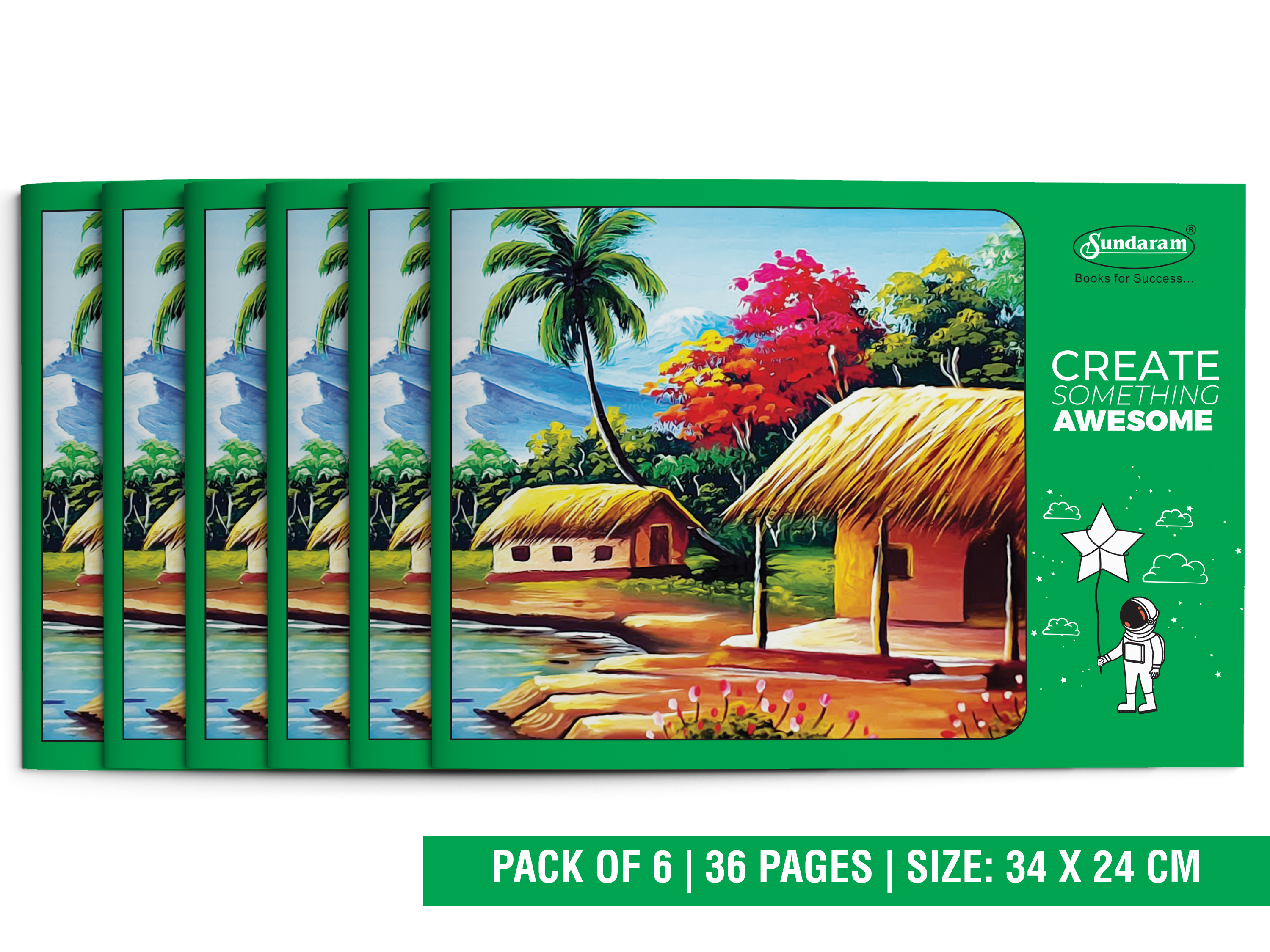 Sundaram Drawing Book - 4A (Green) - 36 Pages (D-5) Wholesale Pack - 168 Units