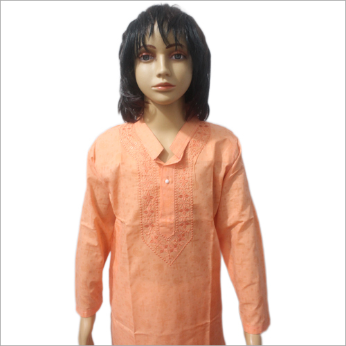 Lucknowi Kids Casual Wear Brasco Print Kurta With Cotton Pajama