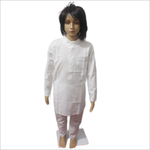 Lucknowi White Cotton Kurta Pajama Set
