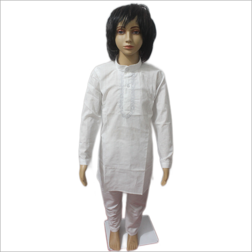 Lucknowi White Lining Embroidery Kurta Pajama Set