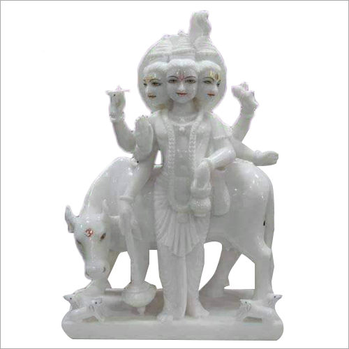 Polishing White Marble Dattatreya Statue