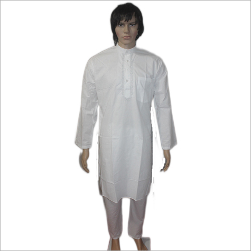 Lucknowi White Cotton Embriodery kurta Set