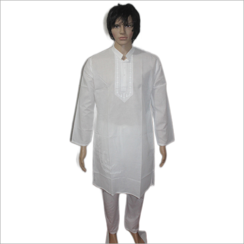 Lucknowi plain White Kurta Pajama
