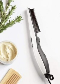 Men Beard Comb Electric Hair Styler Beard Straightener - Plastic, 32.21 X 8.2 X 7.01 Cm, White | 3d Anti-scalding Tech, Quick Heating, Portable Design