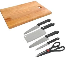 Stainless Steel Kitchen 5-Pieces Knife Set with Wooden Chopping Board By A One Collection