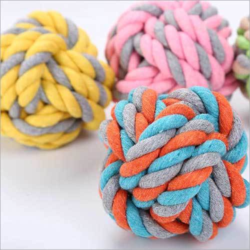 Multicolor Knotted Cotton Ball Application: Dog