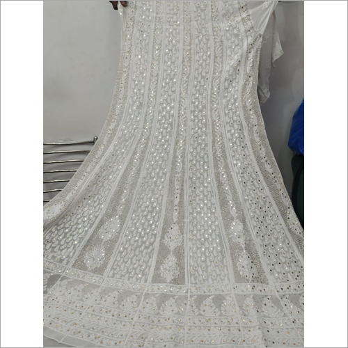 Pure Georgette Lucknowi White Chikankari Anarkali Suit