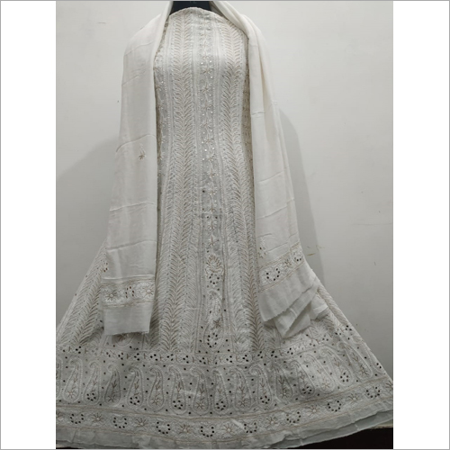 Dyeable Pure Georgette Chikankari Anarkali With Mukaish Work Suit