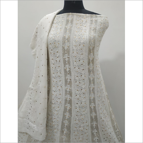 Pure Georgette Lucknowi Anarkali Suit Fabric