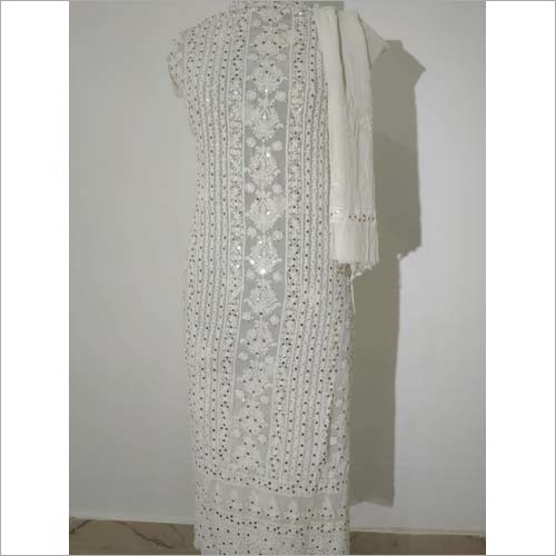 Many Lucknowi Chikankari Unstitched Suits Pure Georgette With Dupatta