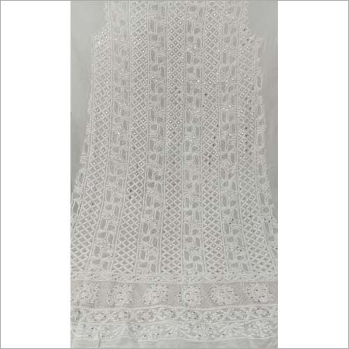 Many Lucknowi White Chikankari Unstitched Suits With Dupatta