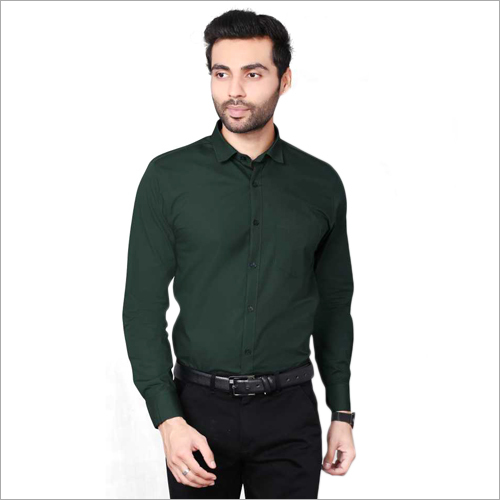 Green Mens Plain Shirt