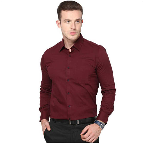 Maroon Mens Full Sleeves Shirt