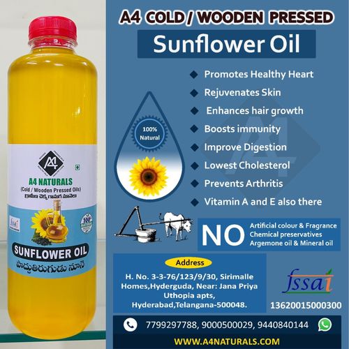 Cold-Pressed Sunflower Oil - High Purity, 1 Litre / 5 Litre / 15 Kgs | Hulled Sunflower Seeds, Promotes Heart Health and Boosts Immunity