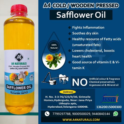 Cold Pressed Safflower Oil - High Purity, 1 Litre/5 Litre/15 Kgs/500 Ml | Hulled Safflower Seed, Cold Pressed Processing, Rich In Unsaturated Fats, Contains Vitamin E