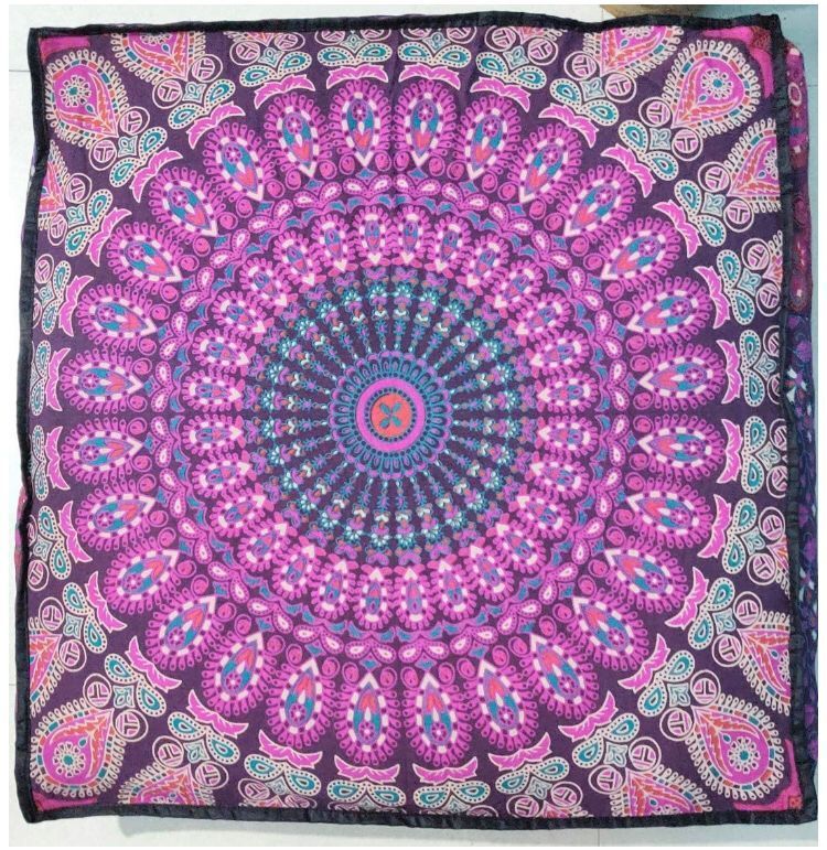 Elephant Printed Square Mandala Cushion Cover