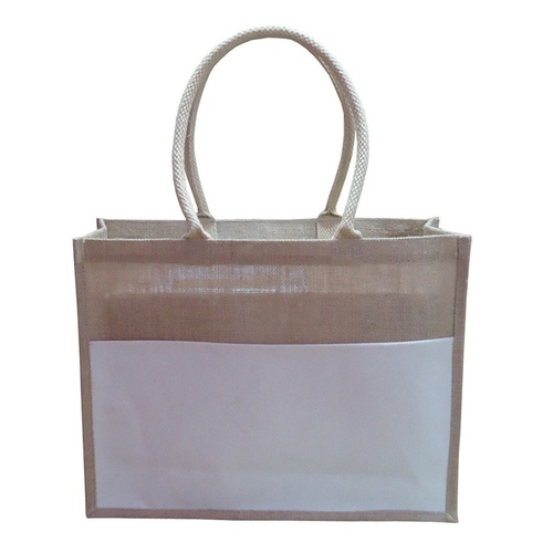 PP Laminated Jute Tote Bag With Front Pocket