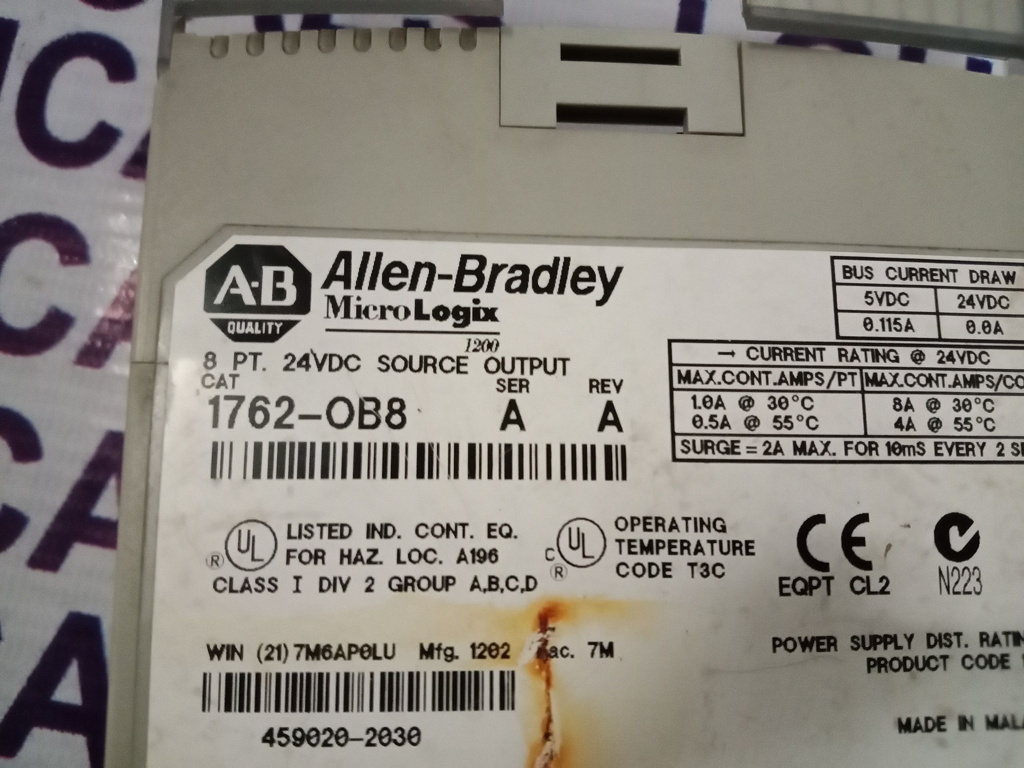 ALLEN BRADLEY OUTPUT MODULE 1762-0B8