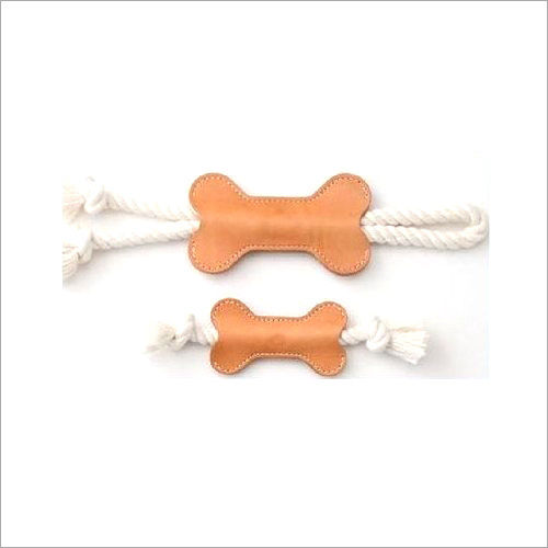 Natural Leather Bone Tug Toy