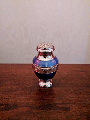 Brass Blue New Style Engraved Keepsake Cremation Urn Funeral Supplies