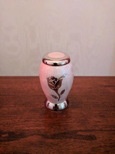 BRASS PINK WITH ROSE ENGRAVED BURIAL KEEPSAKE CREMATION URN FUNERAL SUPPLIES