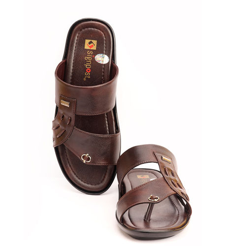 Men's Brown Toe Ring Slippers