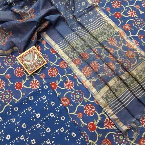 Ladies Hand Block Printed Cotton Dress Material With Kota Doria Dupatta By SHIV PRINTERS