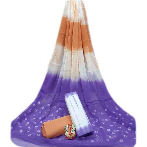 Ladies Multicolor Exclusive Hand Block Printed Cotton Dress Material With Chiffon Dupatta