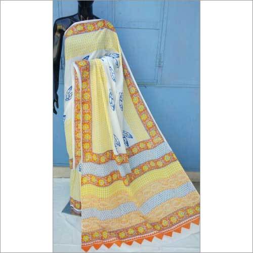 Ladies Hand Block Printed Cotton Sarees