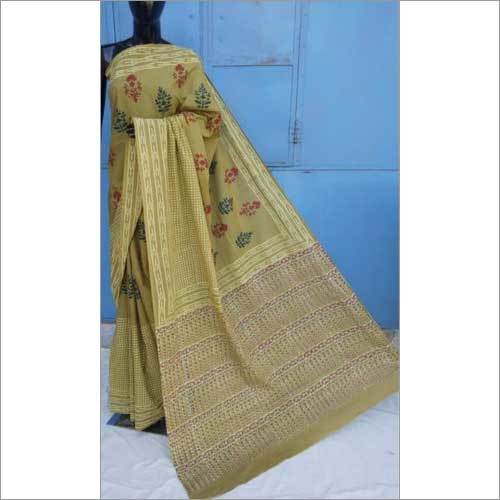 Ladies Siv Printer Hand Block Printed Cotton Saree