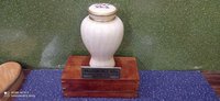BRASS WHITE FLORISHED ADULT CREMATION URN FUNERAL SUPPLIES