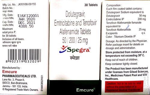 Spegra Tab (Dolutegravir Emtricitabine & Tenofovir)