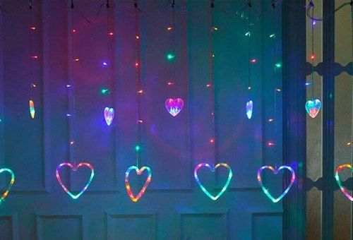 F Styler138 Led Heart Shape Curtain String Lights Display Color: Color