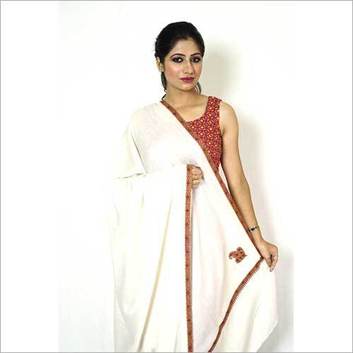 Off White And Brown 100x200cm Kingri With 4 Side Kunj Embroidered Shawl