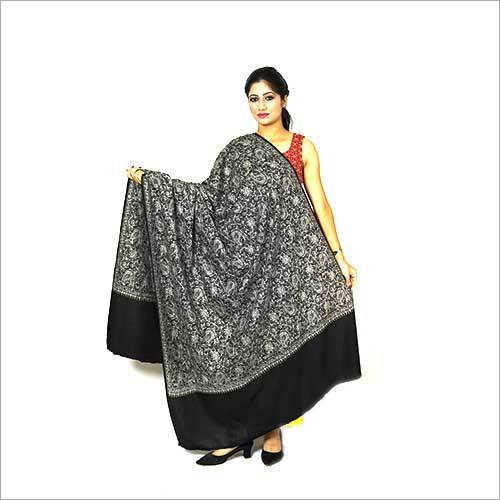 Black 100 X 200 Cm Tone On Tone Wool Shawl