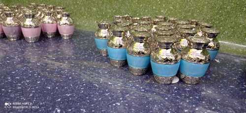 BRASS ENGRAVED WITH GREEN COLOUR KEEPSAKE CREMATION URN FUNERAL SUPPLIES