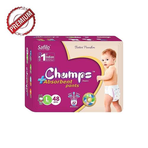 0955 Premium Champs High Absorbent Pant Style Diaper Large Size, 48 Pieces(955_Large_48 By DEODAP INTERNATIONAL PRIVATE LIMITED