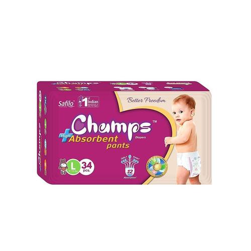 0954 Premium Champs High Absorbent Pant Style Diaper Large Size, 34 Pieces (954_Large_34)