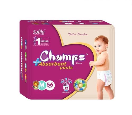 0953 Premium Champs High Absorbent Pant Style Diaper Medium Size, 56 Pieces (953_Medium_56)