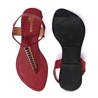Women Maroon Flats Sandal