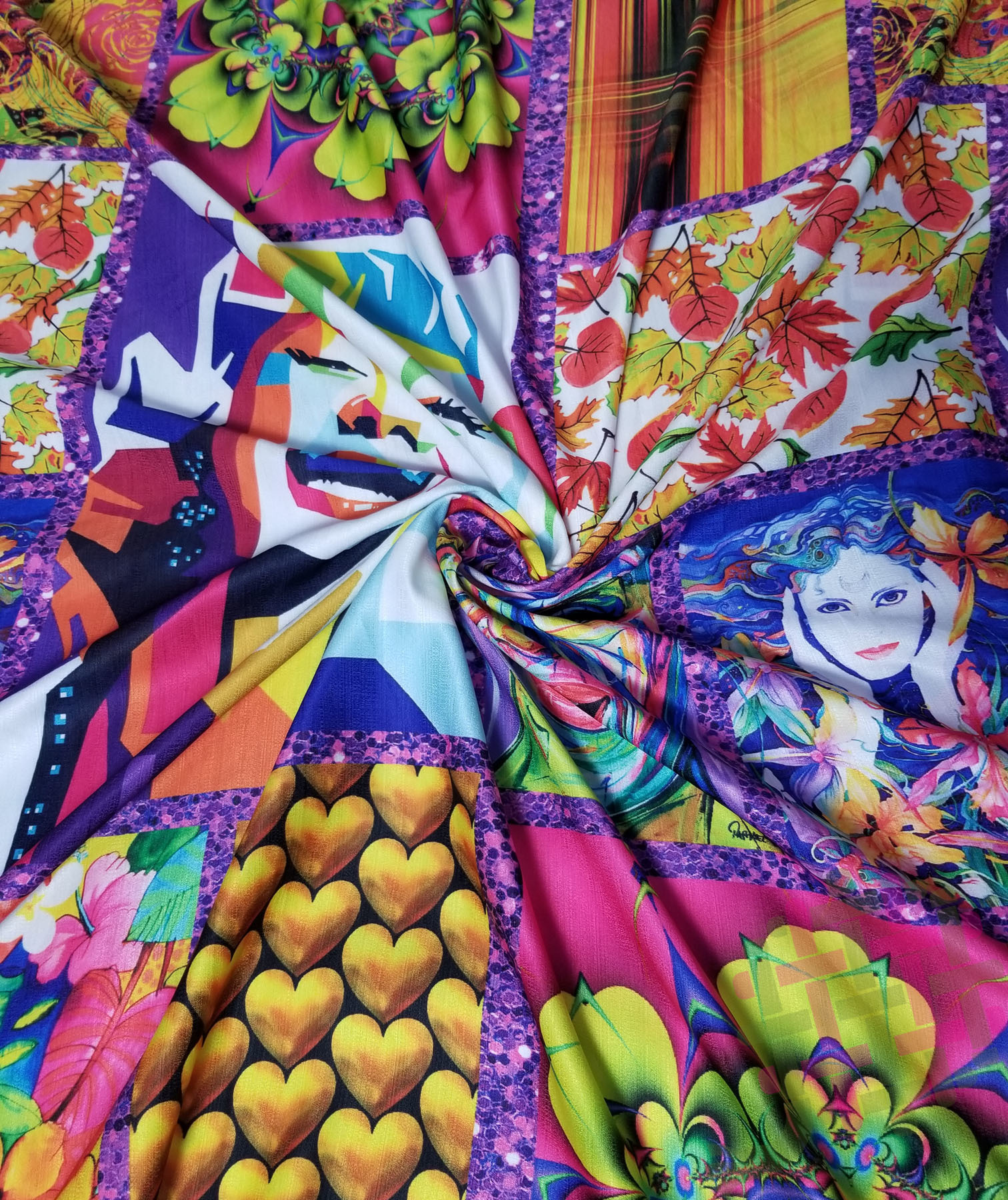 DeeArna Export's Fancy Multi-Design Digital Print Khadi Rayon Unstitch Purple Fabric Material for Women's Clothing (58