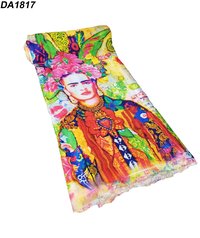 DeeArna Export's Fancy Artistic Face Design Digital Print Khadi Rayon Unstitch Fabric Material for Women   s Clothing (58