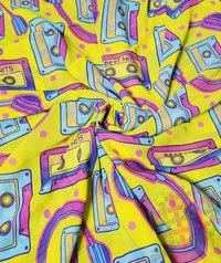 DeeArna Export's Musical Theme Mumbai Georgette Digital Print Unstitch Fabric Material for Womenâs Clothing (44