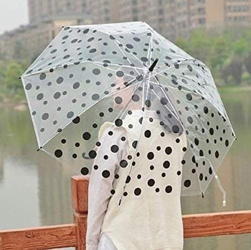 Polka Dot Umbrella Rain - Durable Steel Frame, Transparent Bubble Canopy, Lightweight Aluminum Shaft - Fashionable Clear Canopy for Weddings, Graduations, and Everyday Use